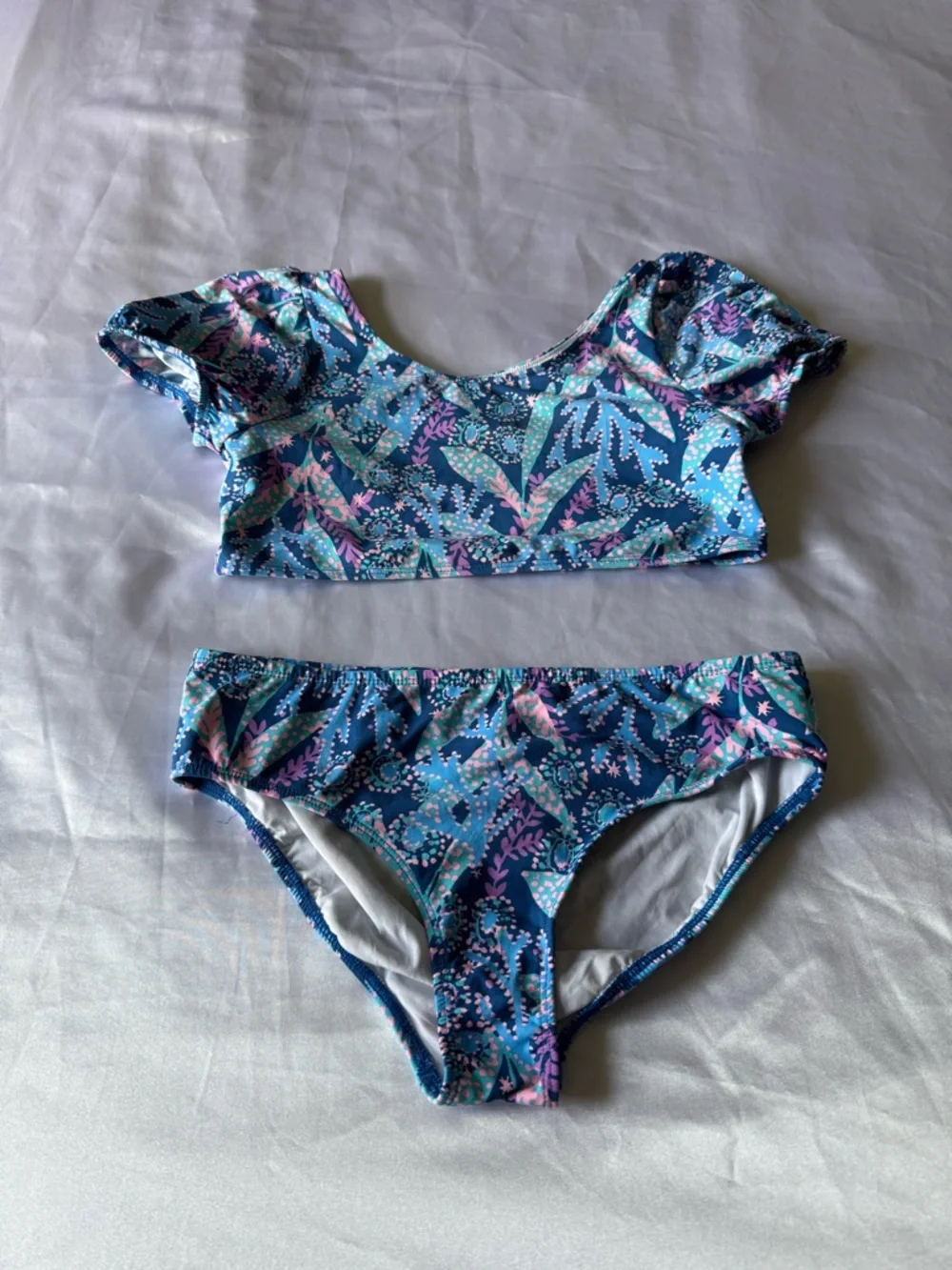 Lilly Pulitzer kids Blue,Pink and Green Tropical Print Bikini